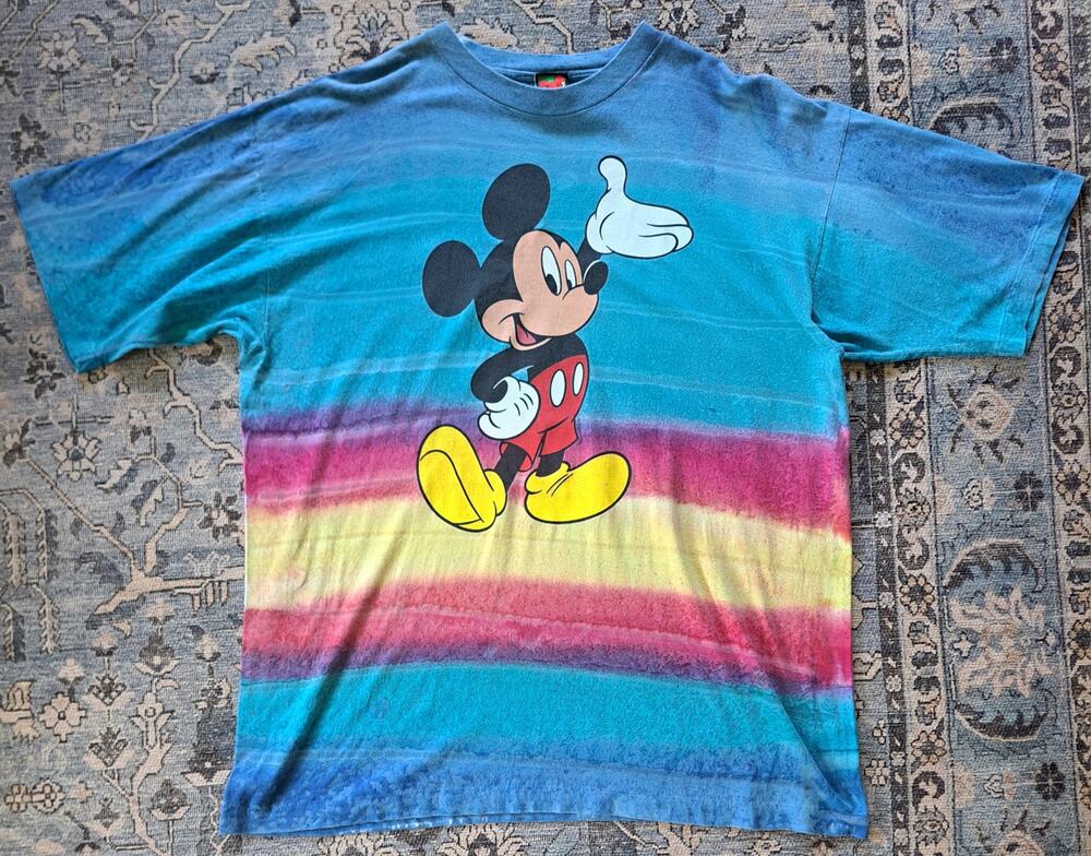 Vintage Disney Mickey Mouse Single Stitch Tye Dye Graphic Shirt Size Extra Large